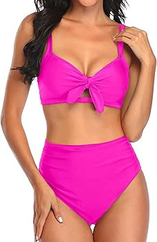 Tempt Me Women Two Piece Swimsuits High Waisted Bikini Set Tummy Control Ruched Tie Knot Bathing Sui | Amazon (US)