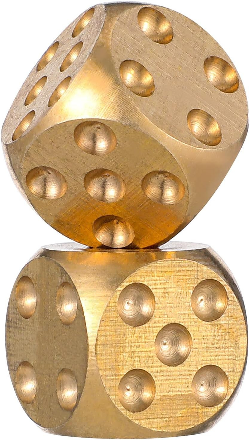 ARTIBETTER RPG Dice 2 Pcs Metal Dices Brass Poker Party Game Toy for Tables Board Game Poker Party Role Playing Golden Role Playing | Amazon (US)