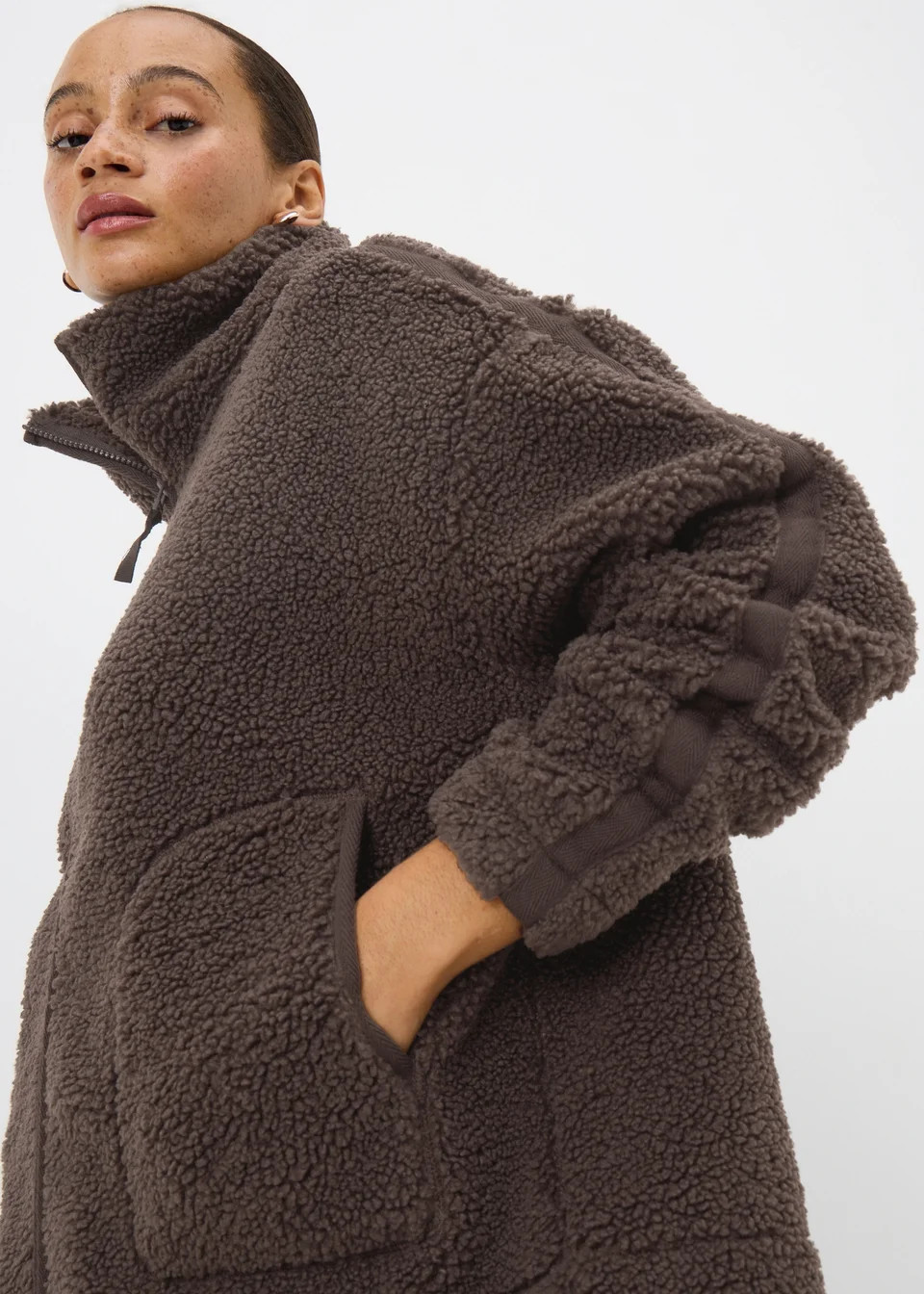 Chocolate Borg Zipped Jacket | Matalan (UK)