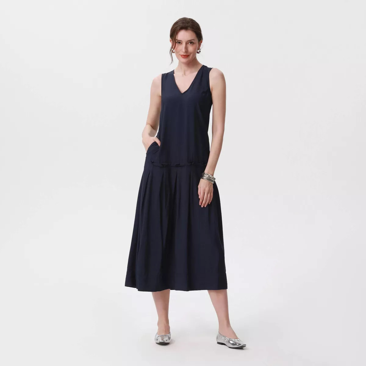 Women's Maxi Slip Dress - A New Day™ Navy Blue XS | Target
