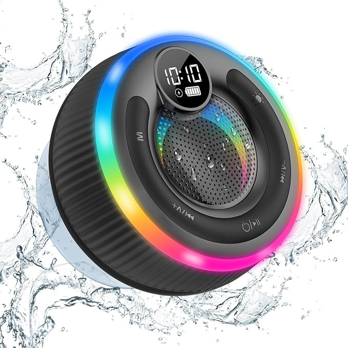 Bluetooth Speaker, Shower Speaker with Lights, IPX7 Waterproof Bluetooth Speakers, Digital Displa... | Amazon (US)