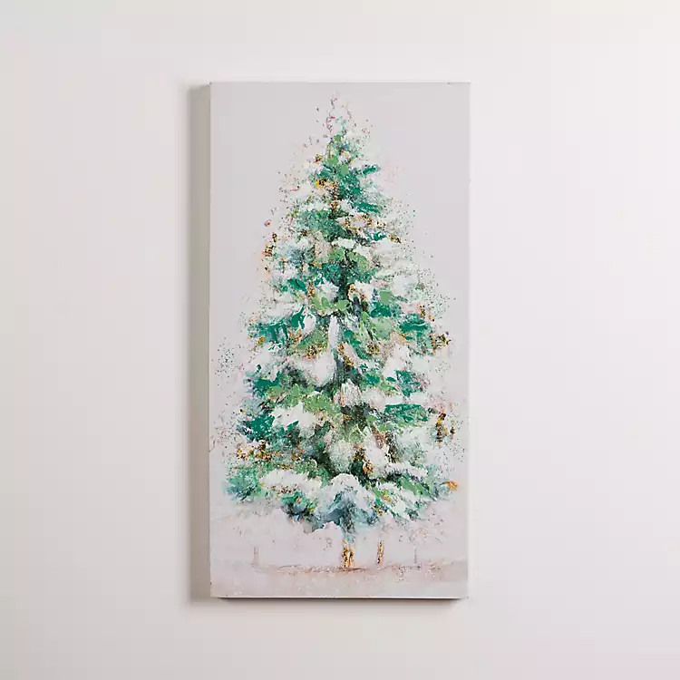 Christmas Tree with Glitter Canvas Wall Plaque | Kirkland's Home