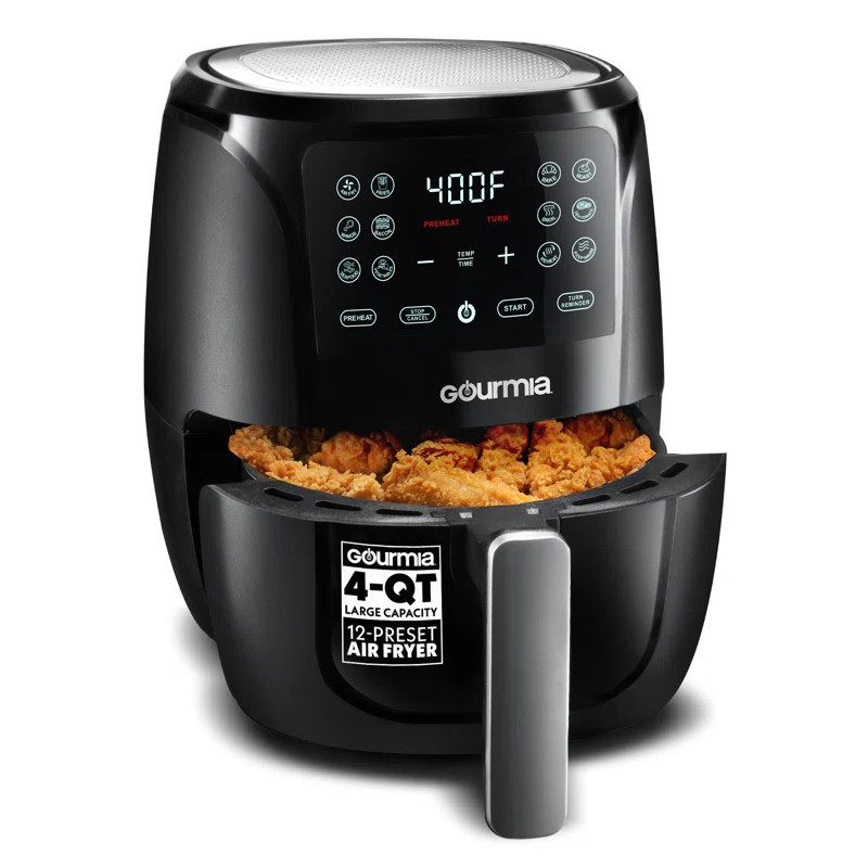 Gourmia 4 Quart Digital Air Fryer with 12 Presets, FryForce 360° Technology, Black | Wayfair North America