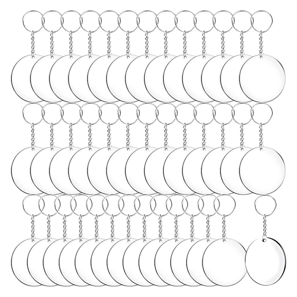 EXCEART 40 Sets Acrylic Keychain Blanks with Key Chain Rings 2.5 Inch Ornaments Blanks with Holes... | Amazon (US)