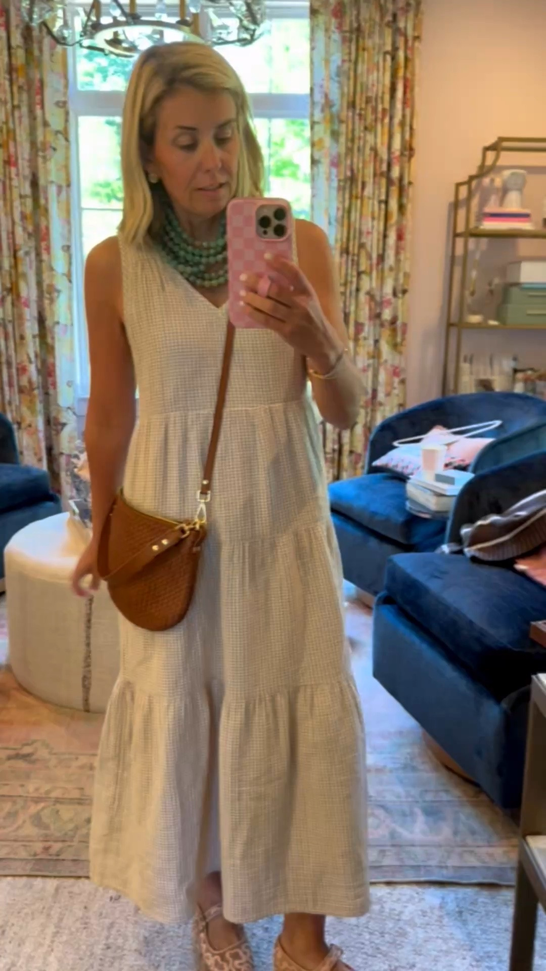 We are wearing this dress so many ways!! It’s lined, has pockets and flows perfectly. I’m in xs and 7 in Mary Jane’s (size 1 down).