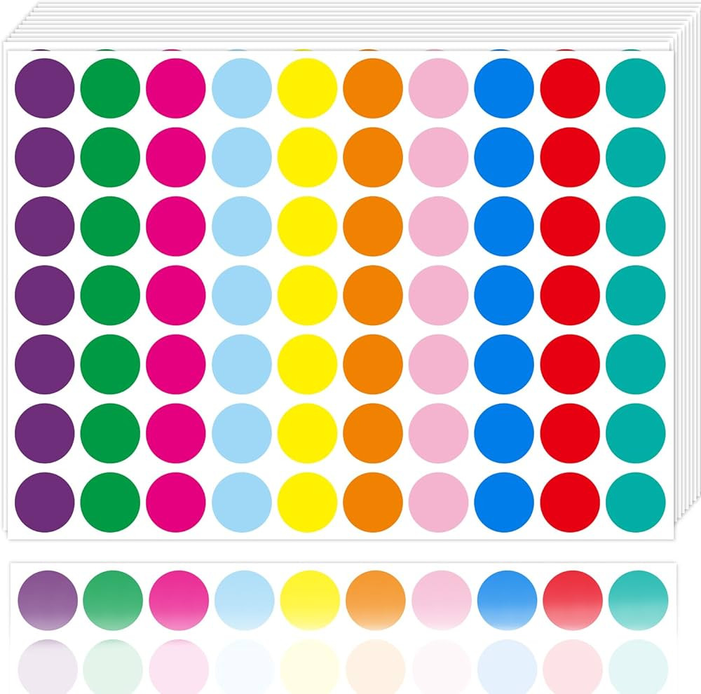 1400 PCS Dot Stickers 3/4" Color Round Circle Coding Label Stickers 10 Colored Dot Stickers for T... | Amazon (US)