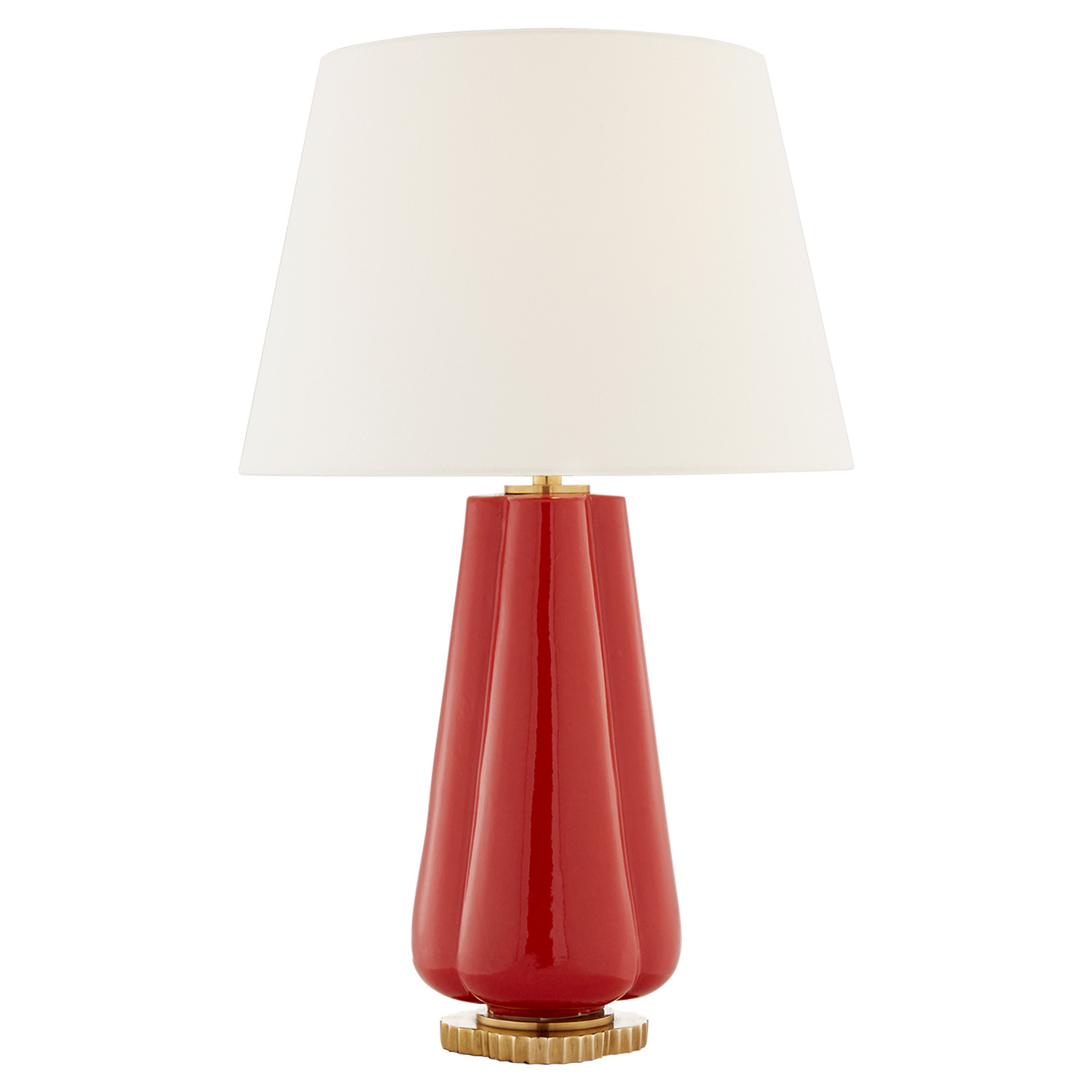 Visual Comfort Penelope Regency Berry Red Porcelain Linen Shade Table Lamp | Kathy Kuo Home