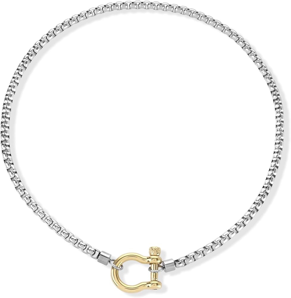 18K Gold Plated Chain Necklace Choker Jewelry Women Men Hypoallergenic Chunky Chain Horseshoe Nec... | Amazon (US)