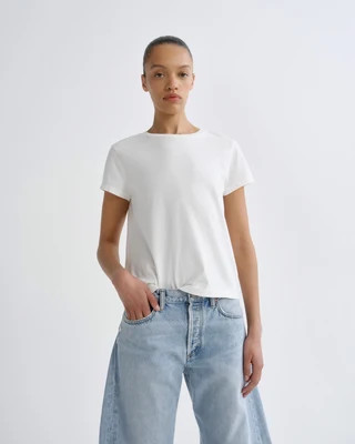 Long Line Adine Tee in White Ash | AGOLDE