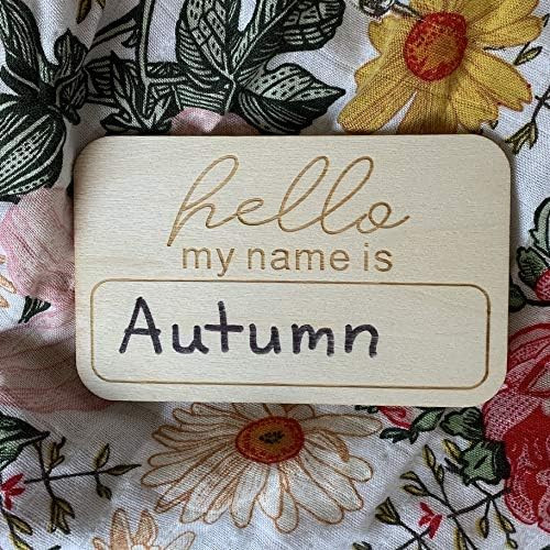 Personalized Wood Birth Announcement Hello My Name is Card for Newborn Photo Props | Amazon (US)
