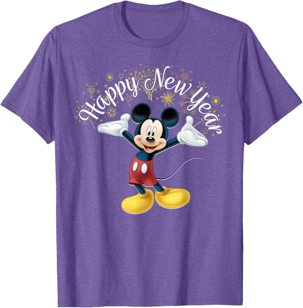 Disney New Year's Mickey Mouse Happy New Year Portrait T-Shirt | Amazon (US)