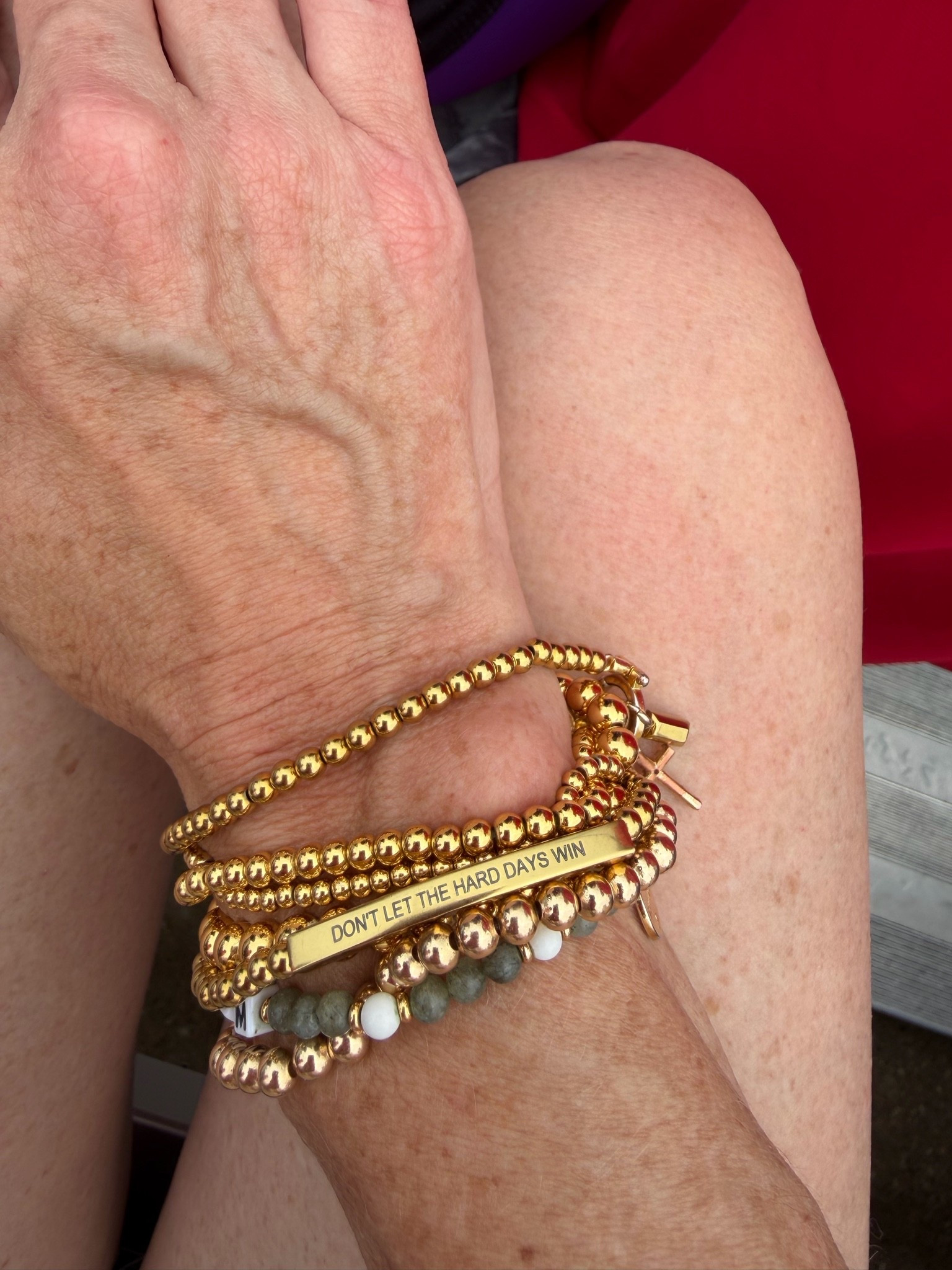 Love this bracelet… such a great reminder to not let the hard days win

#LTKdayinmylife #LTKstorytime #LTKOver40