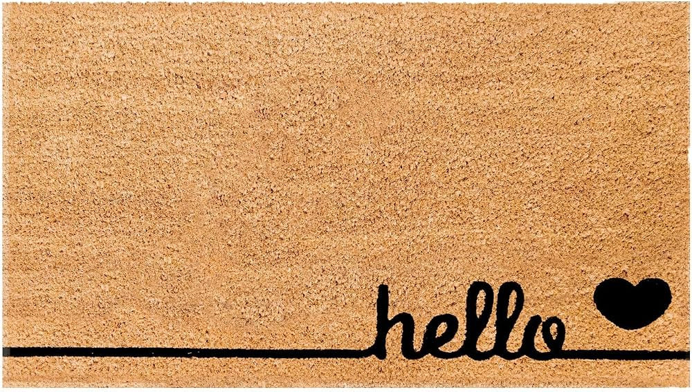 THEODORE MAGNUS Natural Coir Doormat with Non-Slip Backing - 17 x 30 - Outdoor/Indoor - Hello Doo... | Amazon (US)