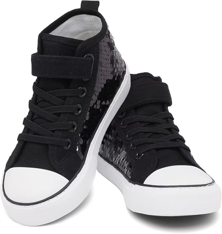 Toddler Girls Sparkle Canvas Shoes High Top Sneakers Little Big Kids Boys Walking Cushioned Shoes | Amazon (US)