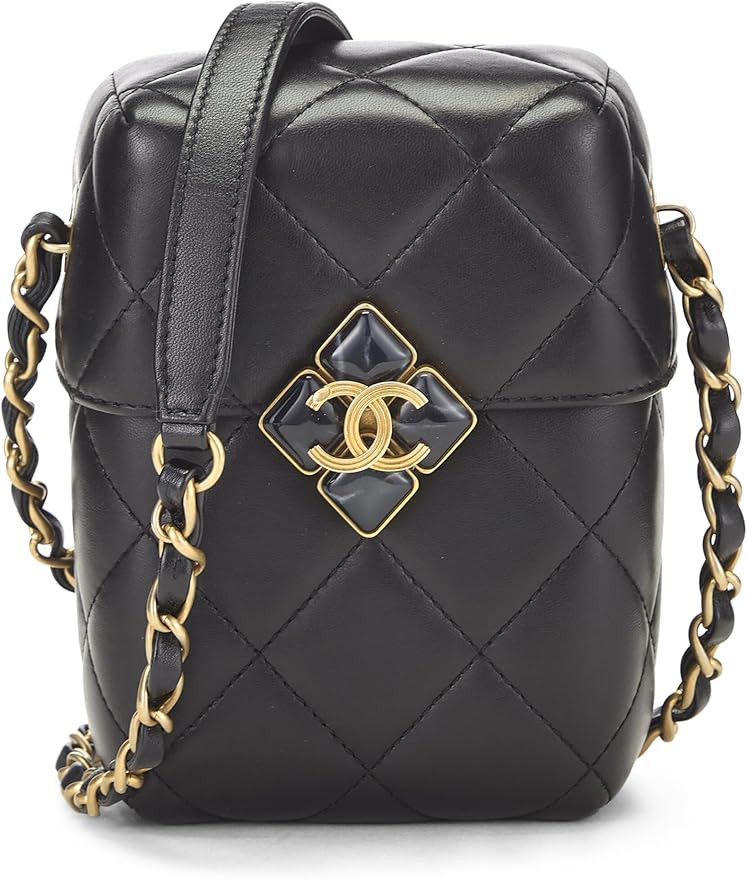 Amazon.com: Chanel, Pre-Loved Black Lambskin Diamond Lock Phone Holder, Black : Luxury Stores | Amazon (US)