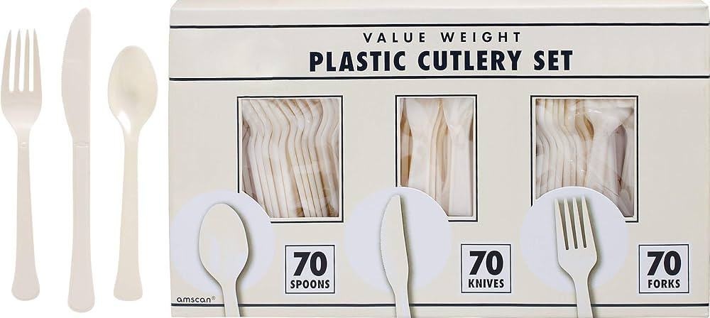 Vanilla Creme Plastic Heavy Weight Assorted Cutlery (200 Count) - Premium Disposable Plastic and ... | Amazon (US)