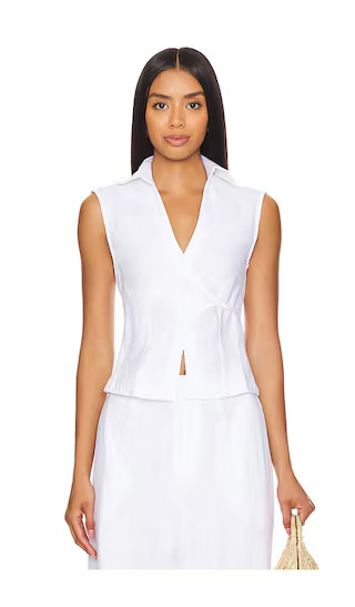 Antibes Sleeveless Wrap Shirt in White | Revolve Clothing (Global)