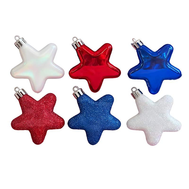 Providence 12-Count Red, Blue & White Star Ornament Bowl Filler, 5.5" | At Home