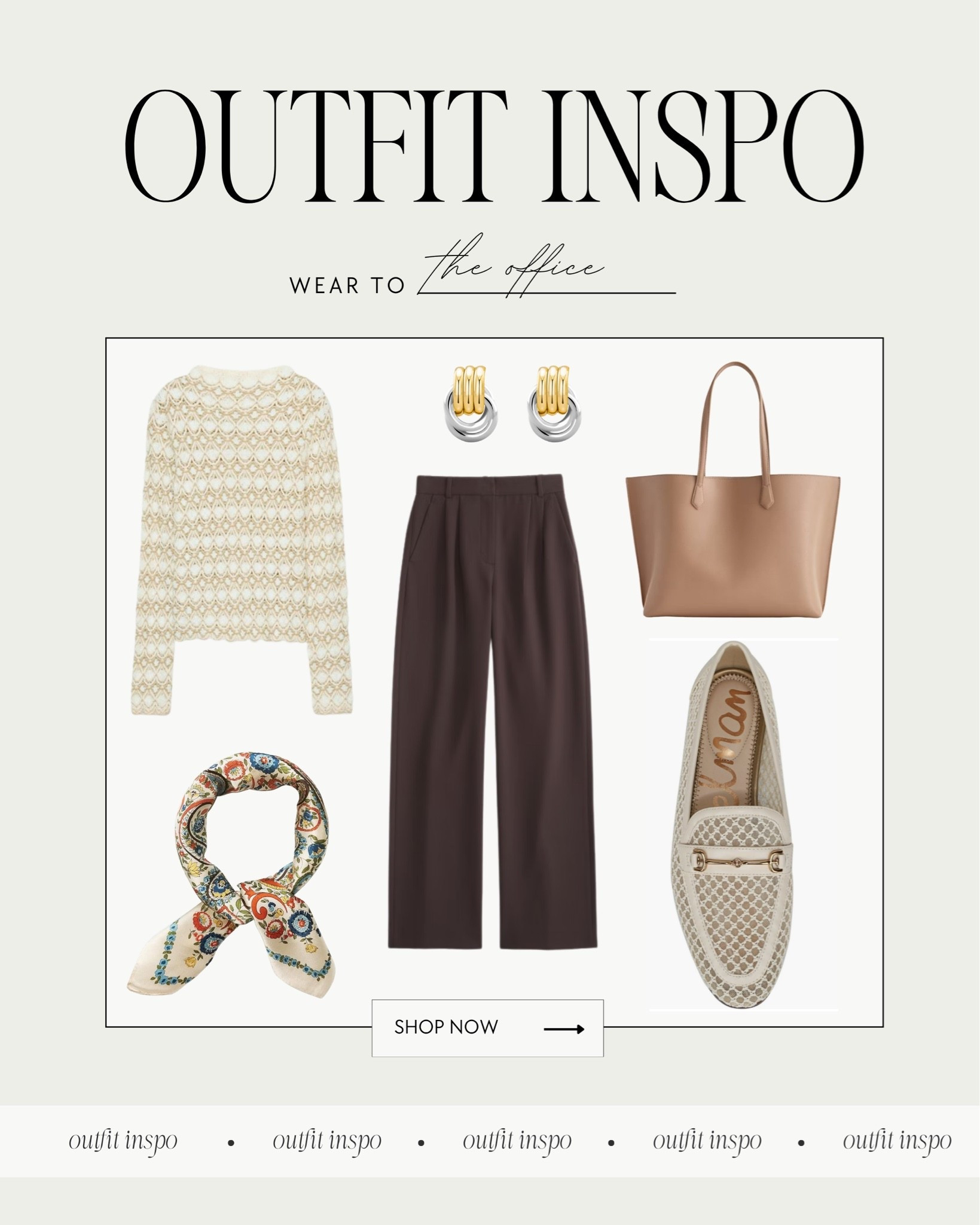 Office // office outfit // work // work outfit // work pants // work top // work shoes // work bag // neutral // neutral outfit // scarf

#LTKootd #LTKWorkwear #LTKdayinmylife