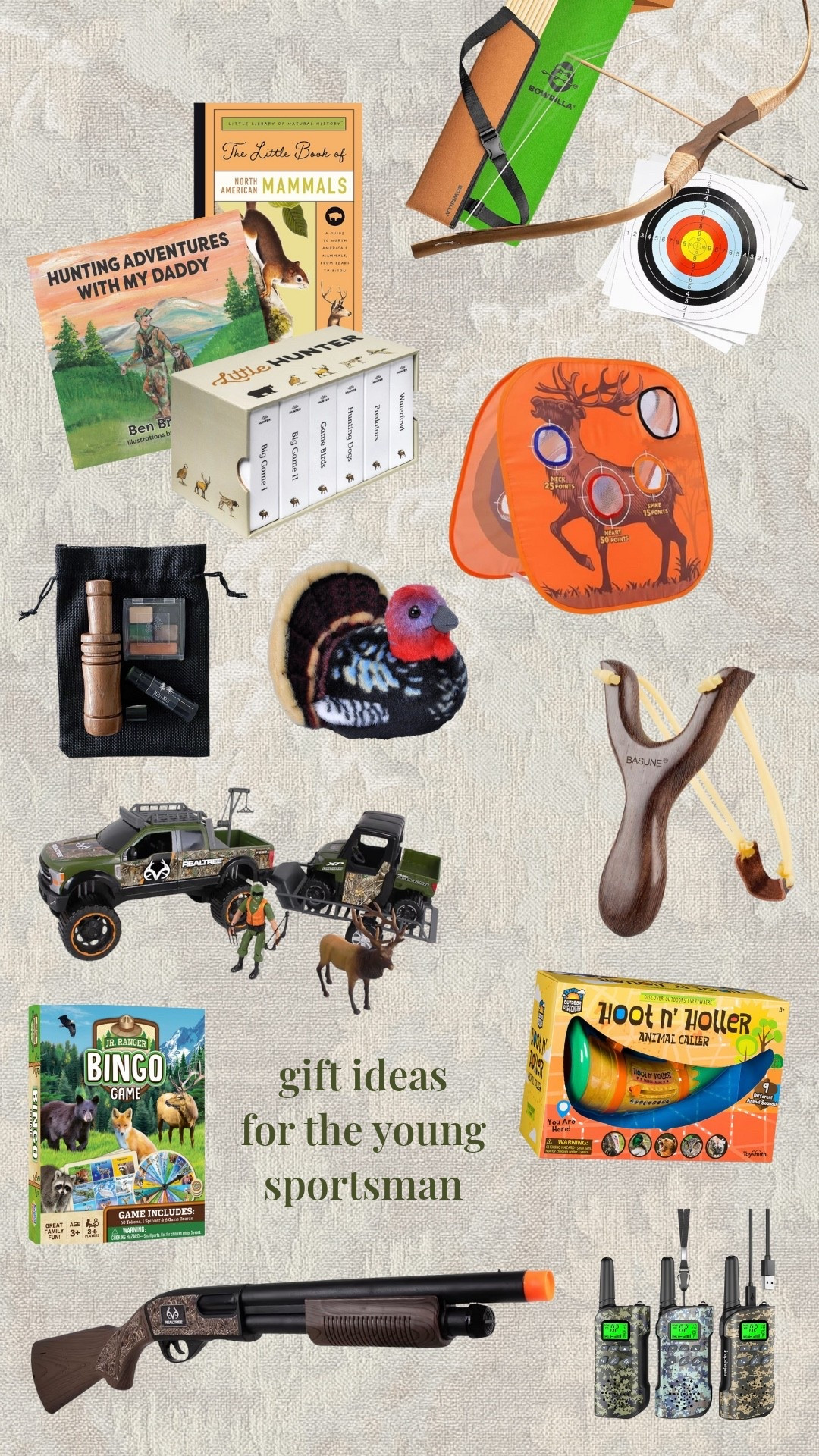 Some of my favorite gifts!!

Presents that teach about the outdoors and wildlife, give practice for lifelong skills, and foster a love for the woods. There is nothing better!

hunting toy | kids hunting gear | hunting book | kids camo toys | audubon | animal call | pretend hunting | kids hunting target | bow and arrow | hunting rifle | kids walkie talkie

#LTKKids #LTKGiftGuide #LTKHoliday