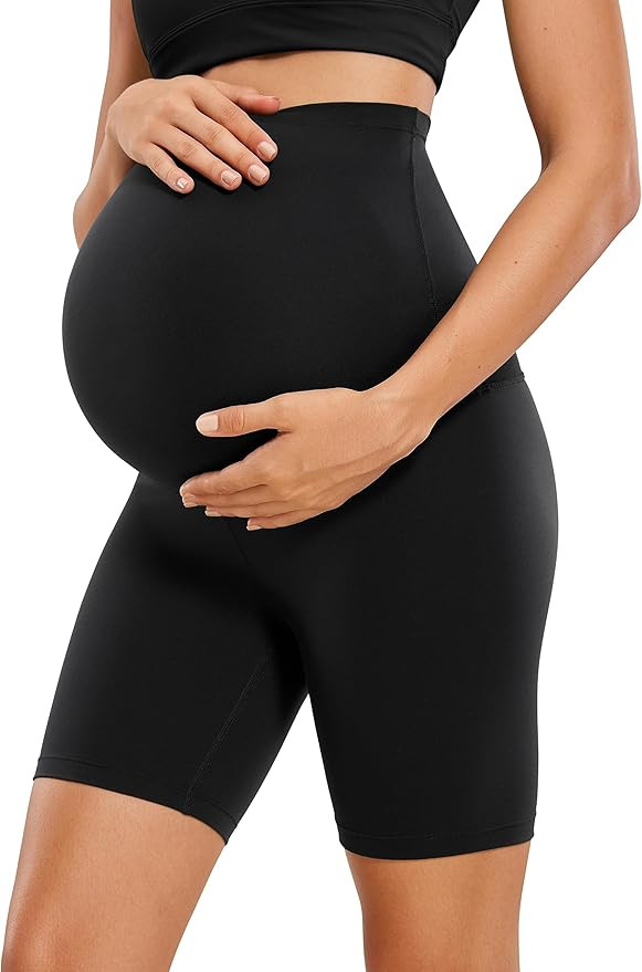 CRZ YOGA Womens Butterluxe Maternity Biker Shorts Over The Belly 6" - Pregnancy Yoga Workout Acti... | Amazon (US)