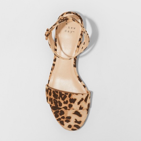Women's Winona Leopard Ankle Strap Sandals - A New Day™ Brown | Target
