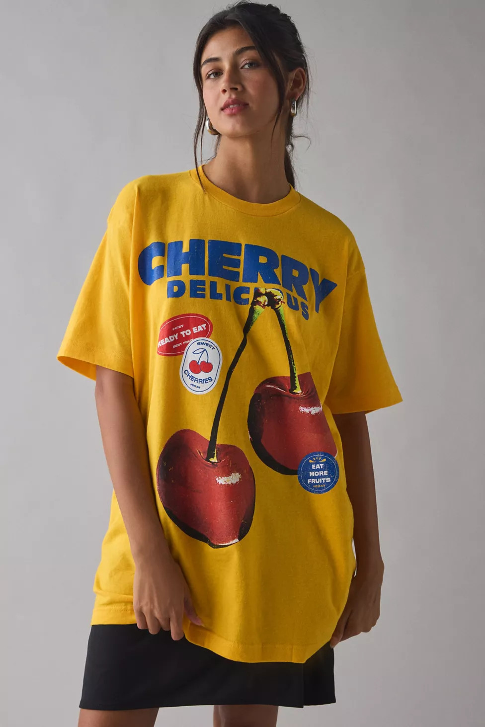 Cherry Delicious Graphic Oversized T-Shirt Dress | Urban Outfitters (US and RoW)