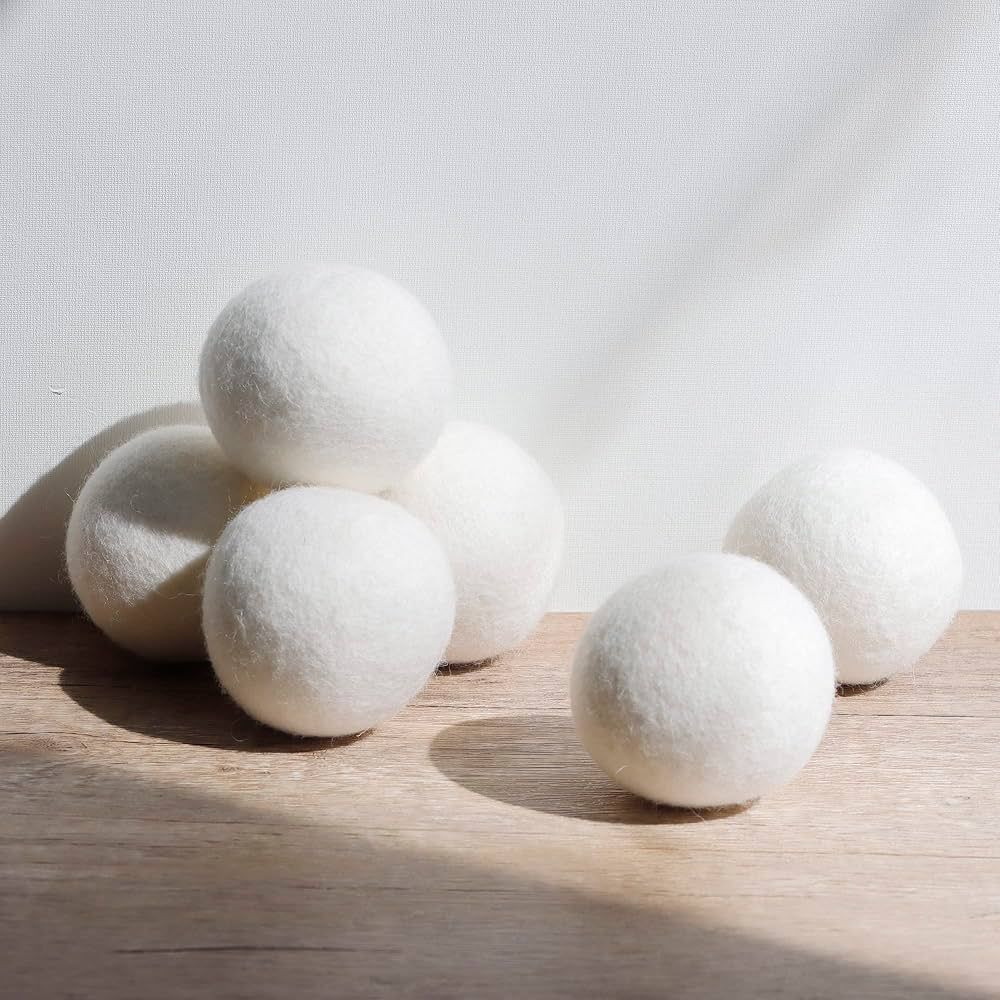 Lauterye Wool Dryer Balls 6-Pack 100% Made of Organic New Zealand Wool,Natural Fabric Softener,Re... | Amazon (US)