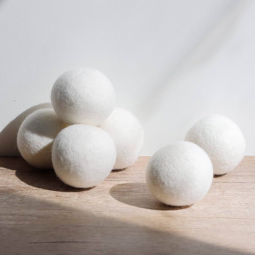 Lauterye Wool Dryer Balls 6-Pack 100% Made of Organic New Zealand Wool,Natural Fabric Softener,Re... | Amazon (US)