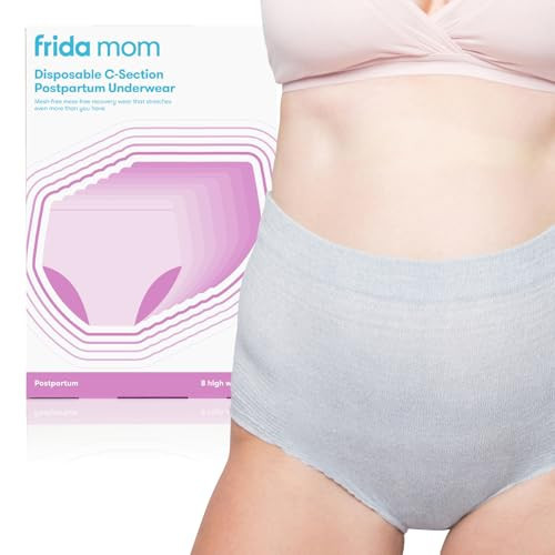 Frida Mom Women's Postpartum Underwear for C-Section Recovery, Disposable High Waist, Seamless with Stretchy Support, Postpartum Essentials, Size Regular (Waist 28"-42" Stretched), 8 Count, Gray | Amazon (US)
