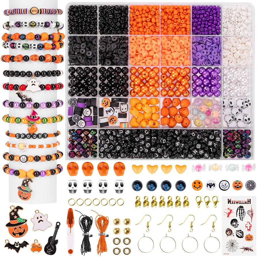 Goldwise Halloween Friendship Bracelet Kit,1 Box Halloween Beads and Black Letter (A-Z) for Jewel... | Amazon (US)