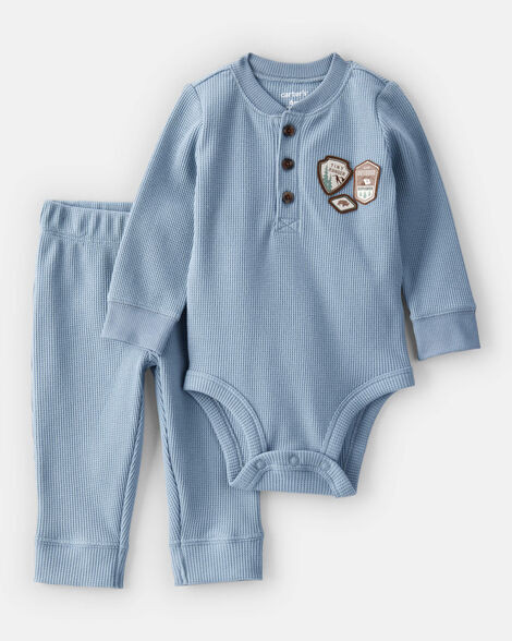Baby 2-Piece Park Ranger Thermal Bodysuit Pant Set - Blue | Carter's Inc