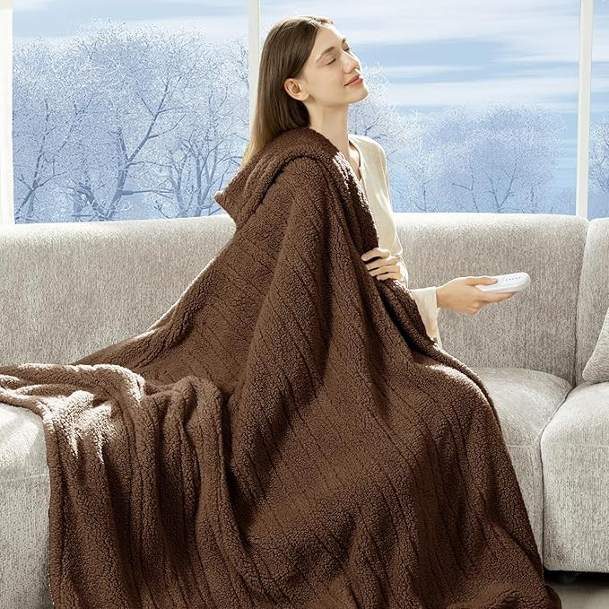 Heated Throw Blanket 50"X60"- Soft Double Sided Sherpa Electric Throw Blanket with 5 Heatings Lev... | Amazon (US)