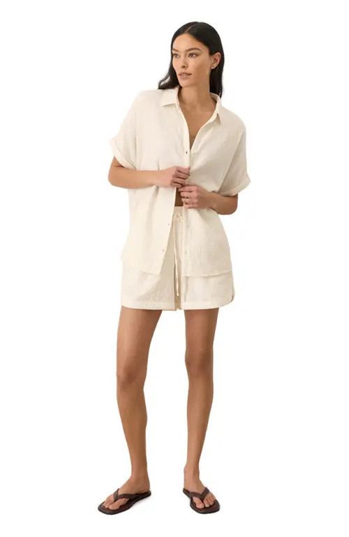 Pact Organic Cotton Coastal Double Gauze Shorts in Cream at Nordstrom, Size Small | Nordstrom