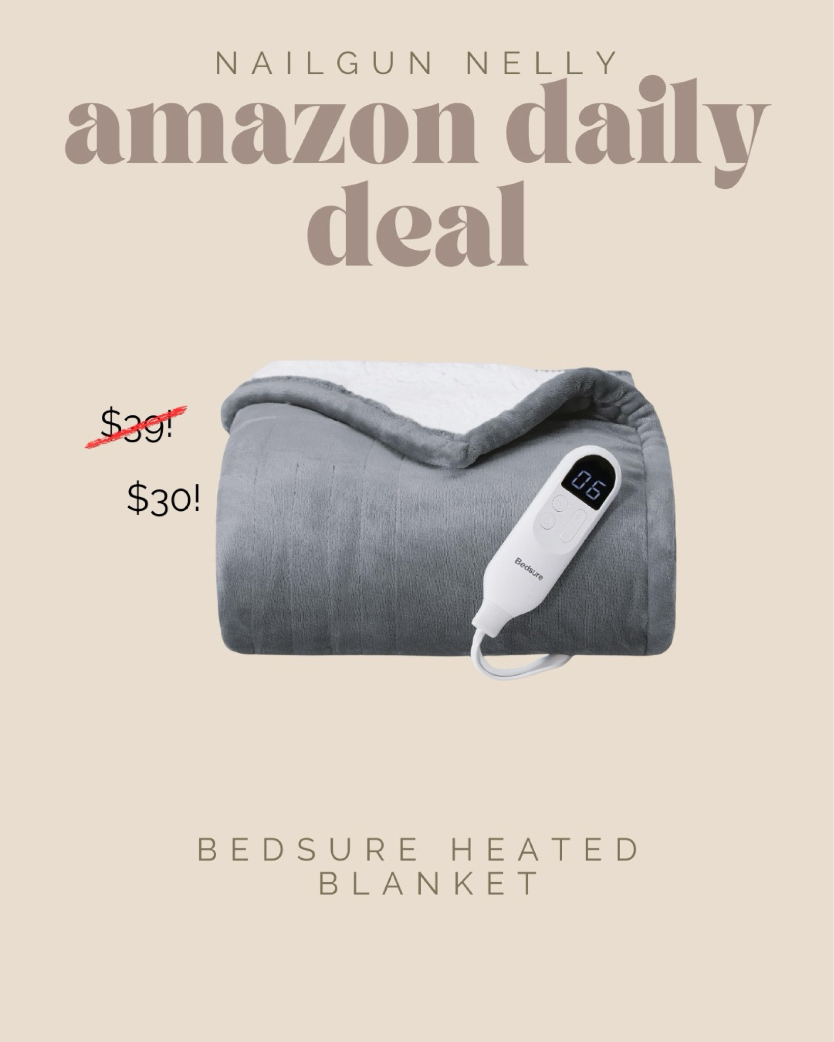 Amazon daily deal! Perfect time to grab a heated blanket before winter. 


Amazon daily deals, home finds, winter essentials, affordable home, blanket, bedding 

#LTKSaleAlert #LTKFindsUnder50 #LTKHome
