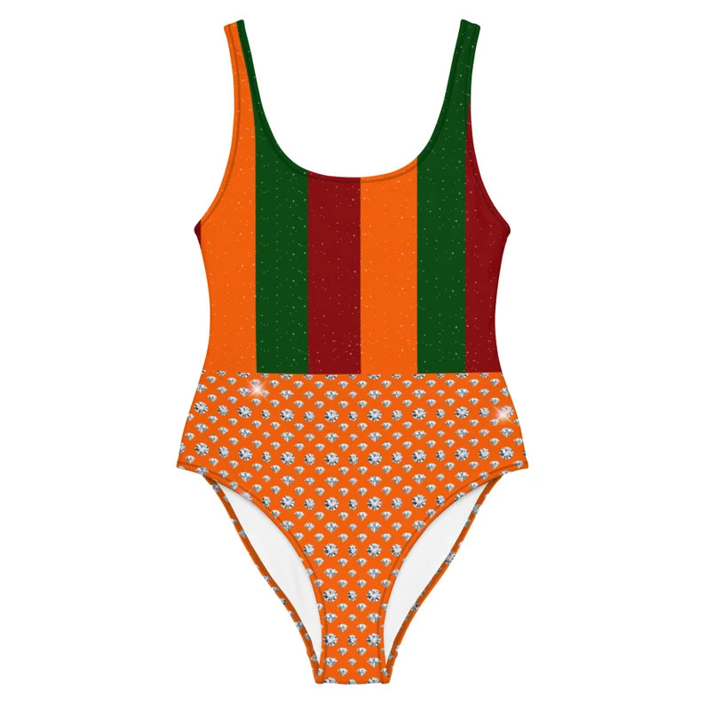 Music Video Inspired 70's Striped Orange Red and Green One Piece Bodysuit/swimsuit - Etsy | Etsy (US)