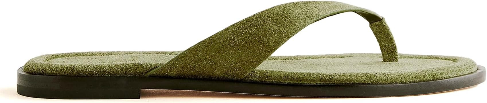 Suede Flip Flops Sandals for Women Comfortable Slip on Open Toe Thong Sandals Casual Summer Dress... | Amazon (US)