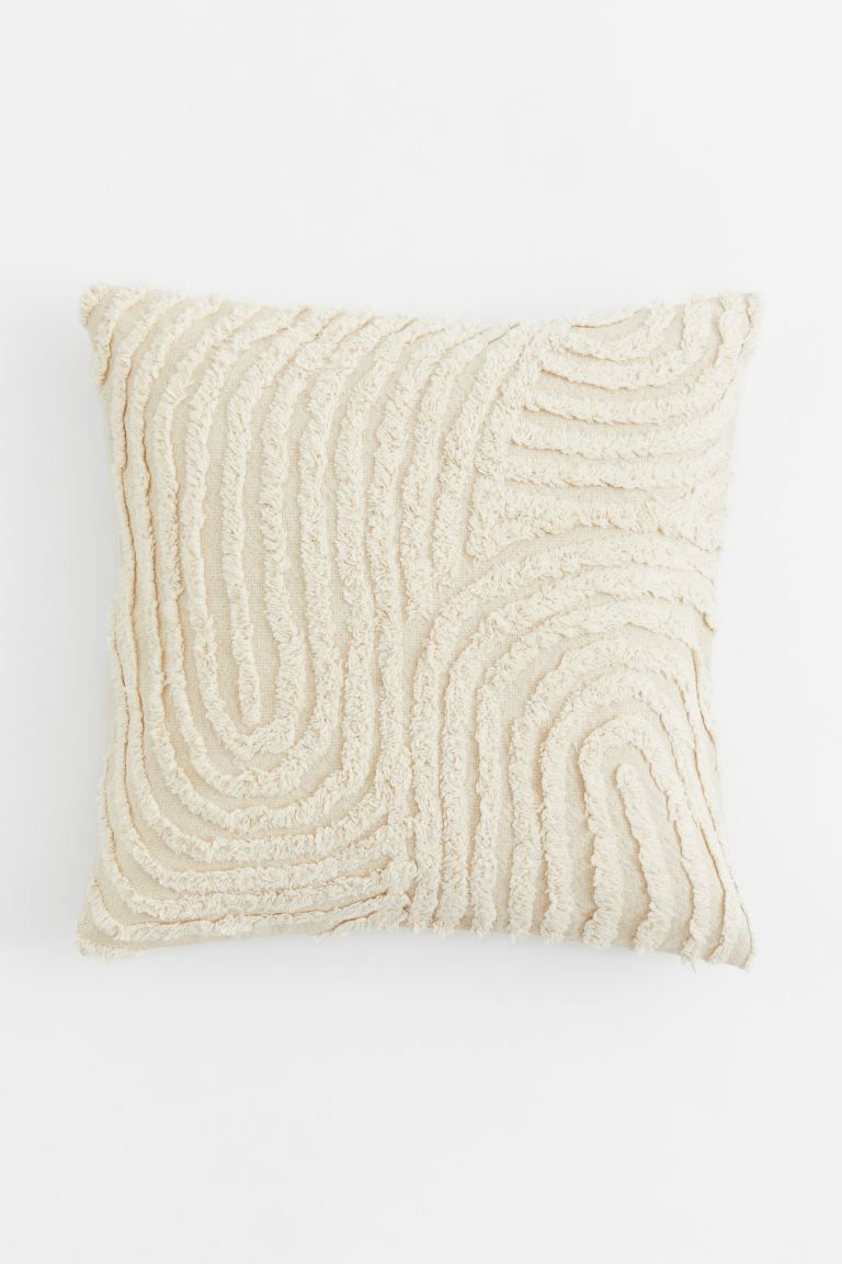 Cotton Cushion Cover - Light beige/patterned - Home All | H&M US | H&M (US + CA)