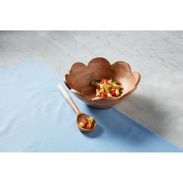 Wood scallop bowl with server | Mud Pie