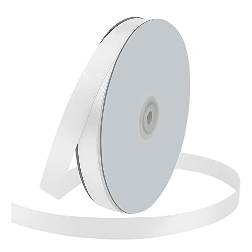 5/8" Wide x 100 Yards Single Face Polyester Satin Ribbon, Satin Ribbon for Crafts, Gift, Hair Bows, Wedding Party Decoration, Bow Making & Other Projects (White) | Amazon (US)