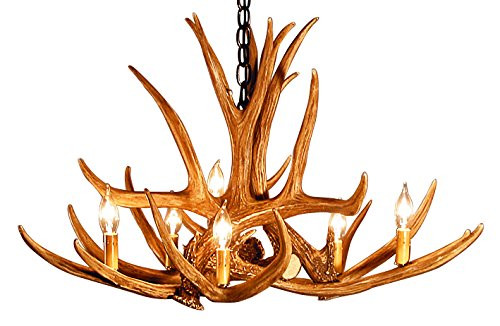 Rustic Mule Deer 6 Antler Chandelier with 6 Lights | Amazon (US)