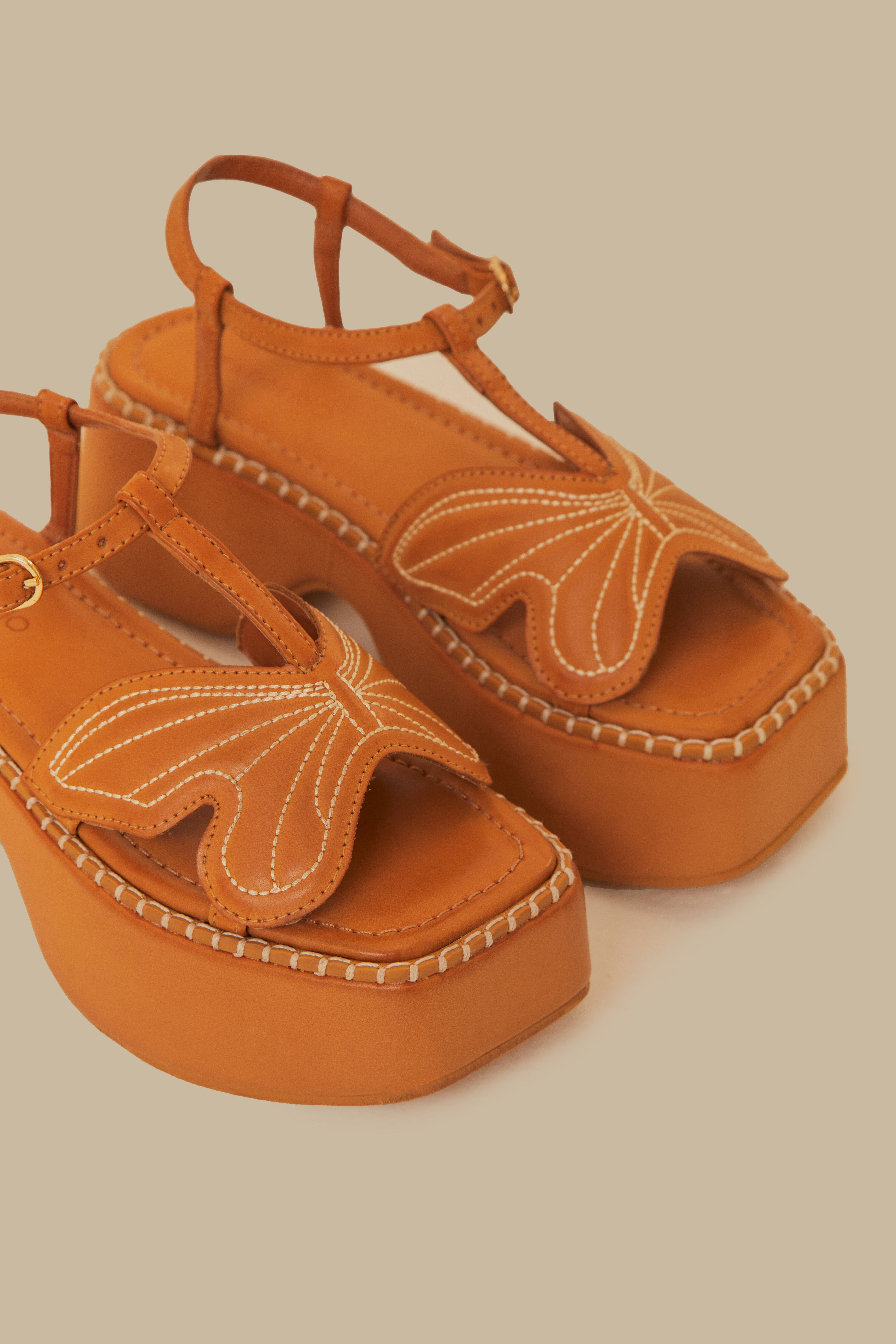 Caramel Butterfly Flatform Sandal | FarmRio (US)
