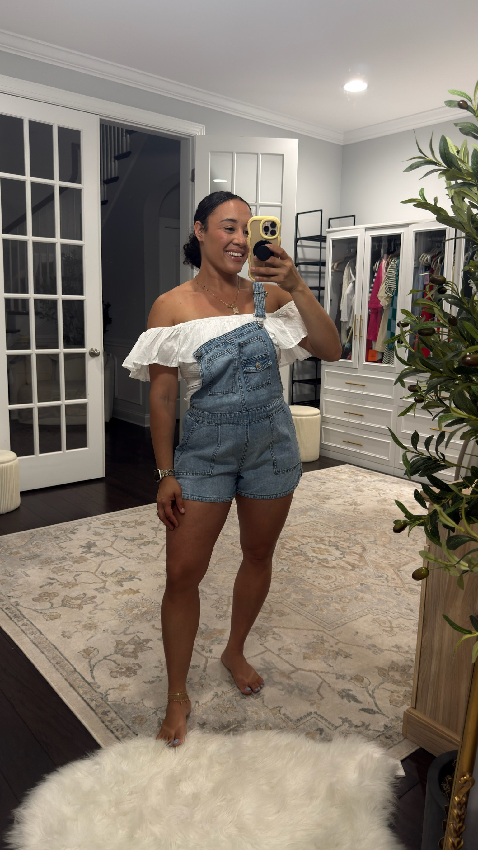 I took a pair of classic light wash denim shortalls and layered them over a white off-the-shoulder top with the prettiest ruffled sleeves. 

 #LTKgrwm #LTKootd #LTKSeasonal