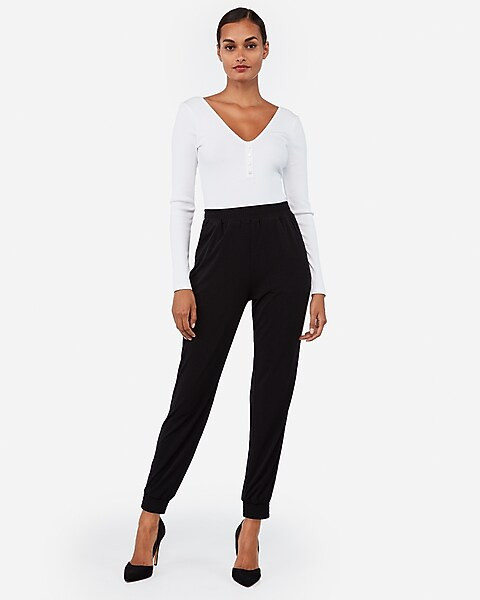 ribbed button front thong bodysuit | Express