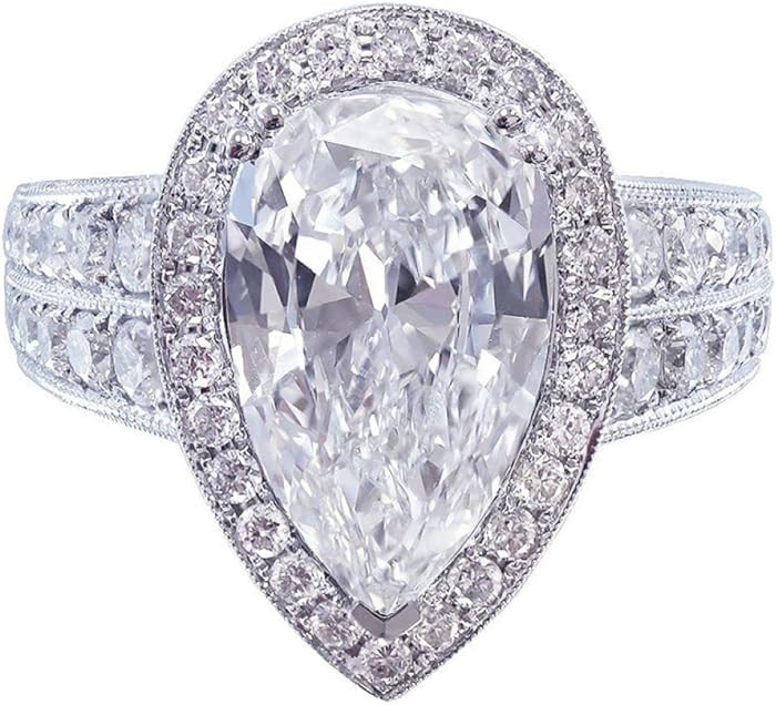 925 Sterling Silver Exquisite Large Drop Shaped Zircon Ladies Ring - Female Diamond Ring - Female... | Amazon (US)