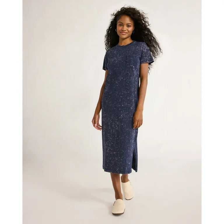 Time and Tru Women's Cotton Midi T-Shirt Dress, Sizes XS-XXXL - Walmart.com | Walmart (US)