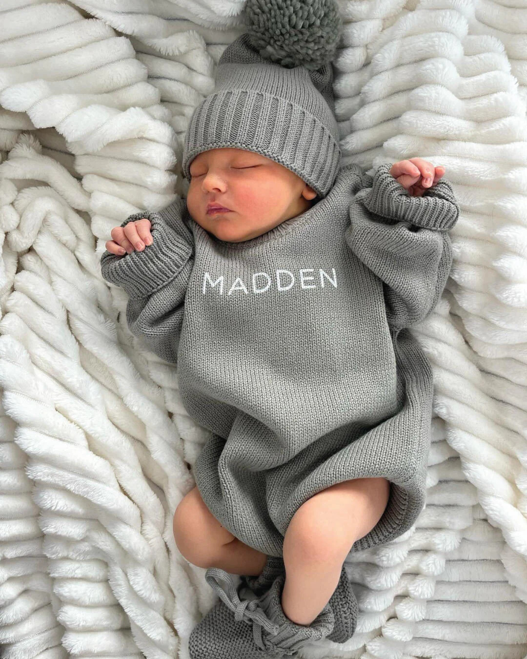 Personalized Printed Knit Sweater Bubble | Smoke | Caden Lane