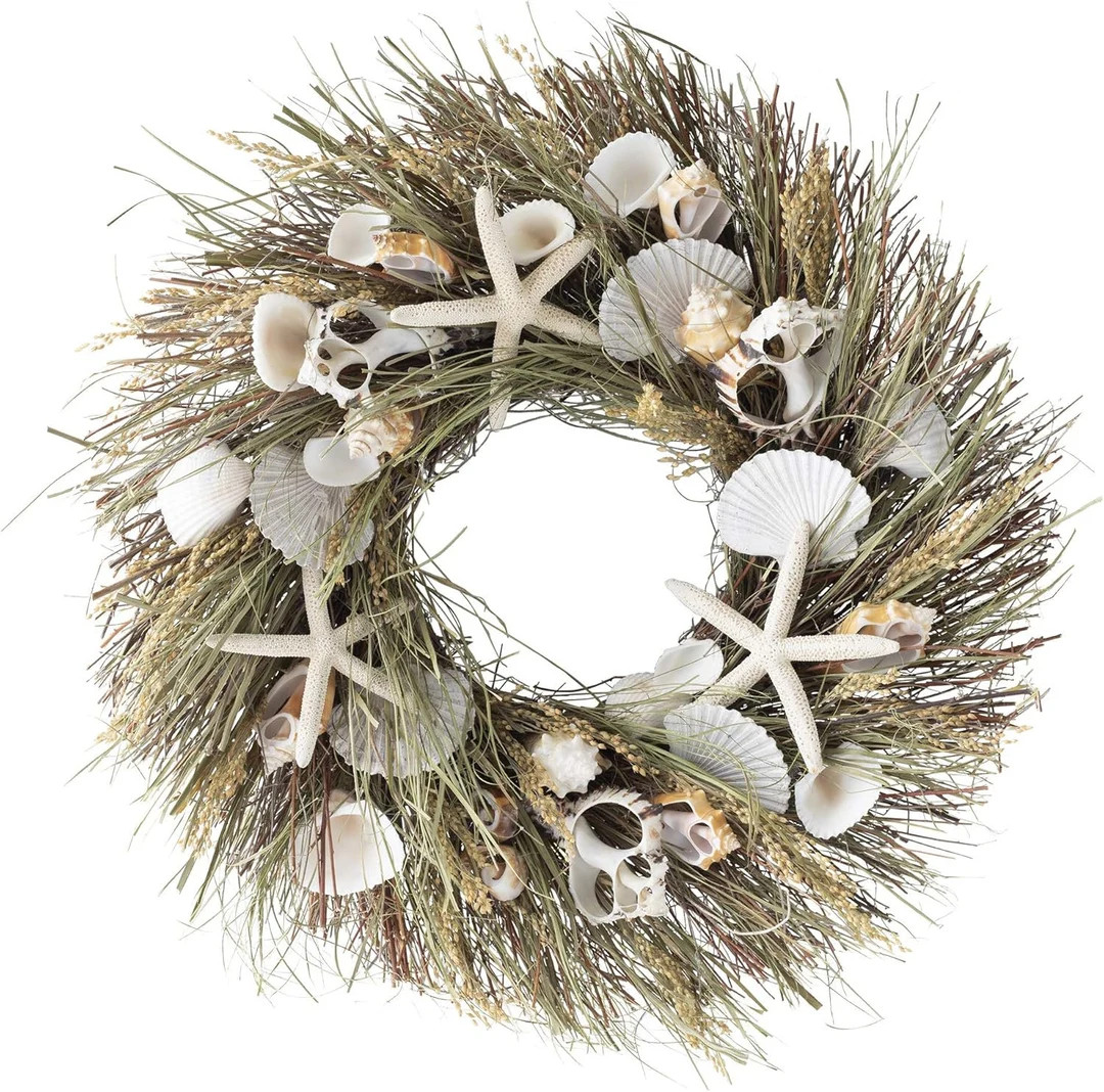 ANDALUCA Seagrass Seashells Natural Summer Coastal Wreath - Etsy | Etsy (US)