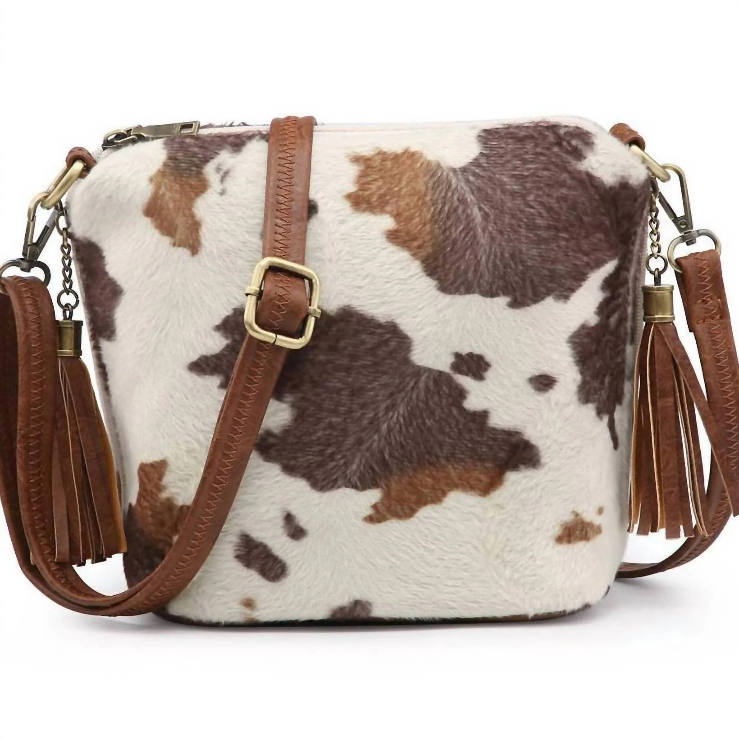 Women's Cow Print Crossbody Bag In Brown | Shop Simon