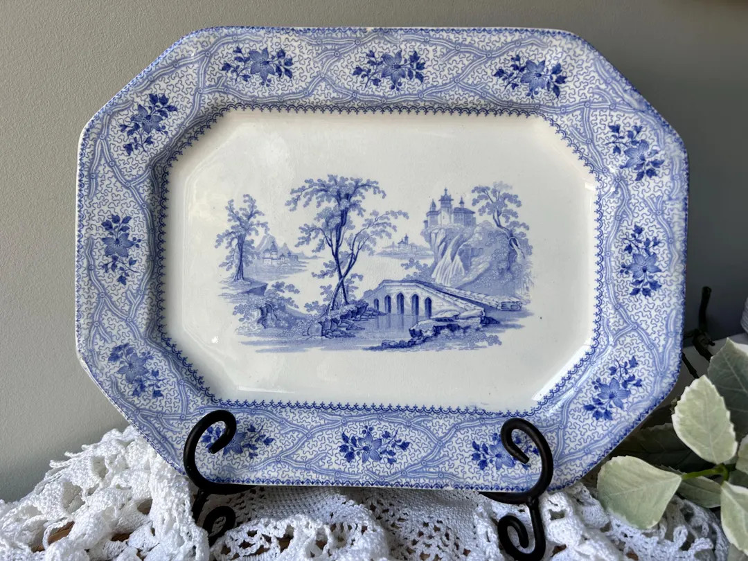 Antique Wedgwood “Seine” Blue Platter 12” Vintage Lavender Blue & White Transferware Cottag... | Etsy (US)